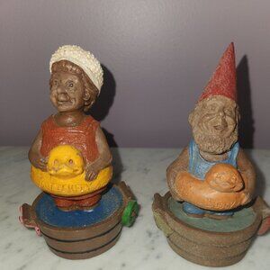 Tom Clark Gnome Figurines – “Buddy” & “Butterfly” – Retired Vintage Pair